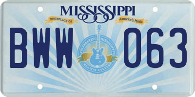 MS license plate BWW063