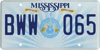 MS license plate BWW065