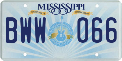 MS license plate BWW066