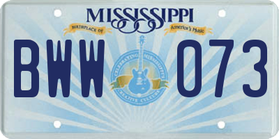 MS license plate BWW073