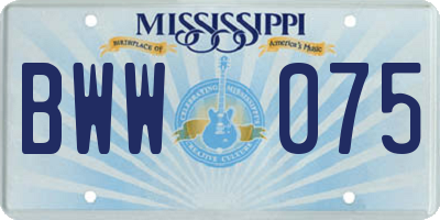 MS license plate BWW075