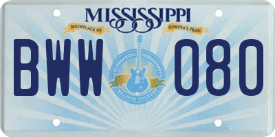 MS license plate BWW080