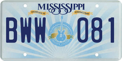 MS license plate BWW081