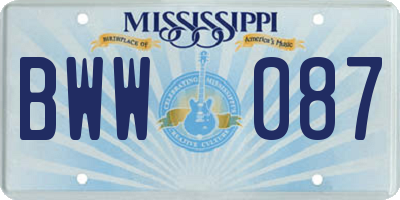 MS license plate BWW087