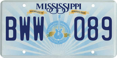 MS license plate BWW089