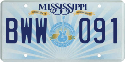 MS license plate BWW091