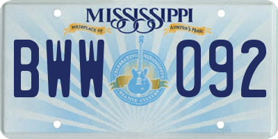 MS license plate BWW092