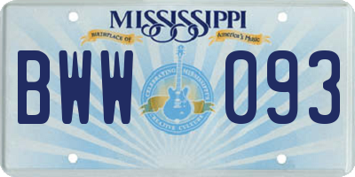 MS license plate BWW093