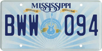 MS license plate BWW094