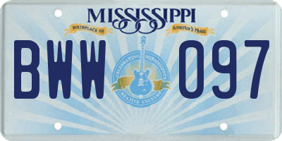 MS license plate BWW097