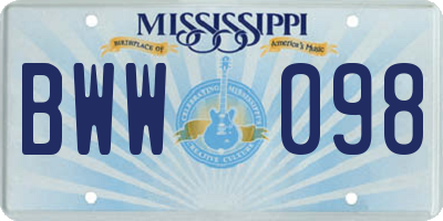 MS license plate BWW098