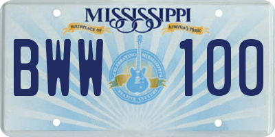 MS license plate BWW100