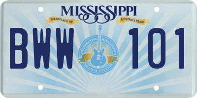 MS license plate BWW101