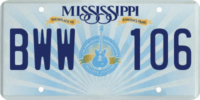 MS license plate BWW106