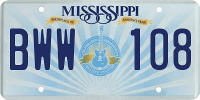 MS license plate BWW108
