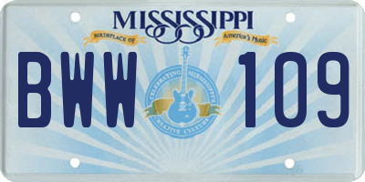 MS license plate BWW109