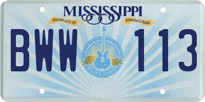 MS license plate BWW113