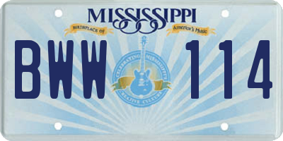 MS license plate BWW114