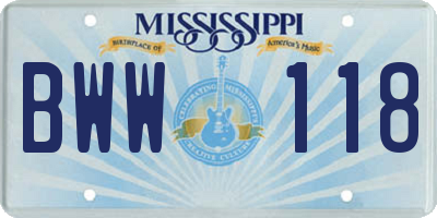 MS license plate BWW118