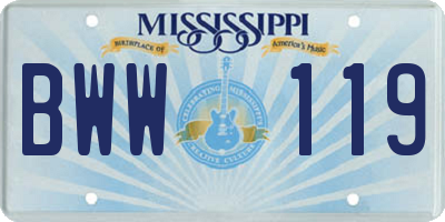 MS license plate BWW119