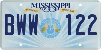 MS license plate BWW122