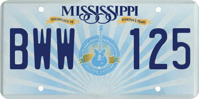 MS license plate BWW125
