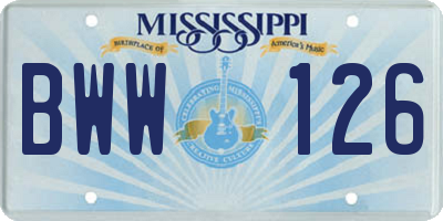 MS license plate BWW126