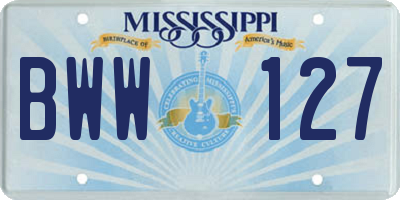 MS license plate BWW127