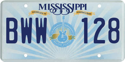 MS license plate BWW128