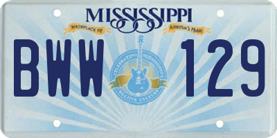 MS license plate BWW129