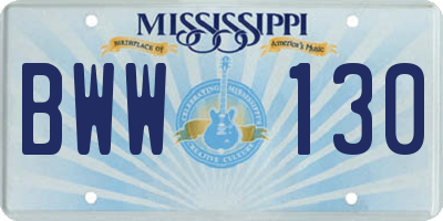 MS license plate BWW130