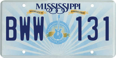 MS license plate BWW131