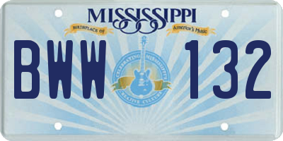 MS license plate BWW132