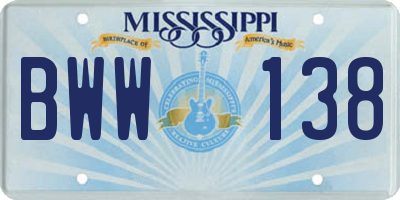 MS license plate BWW138