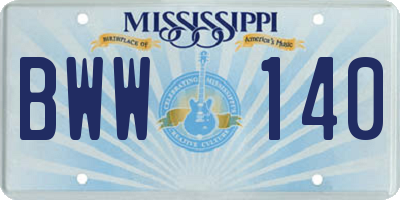 MS license plate BWW140