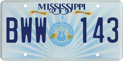 MS license plate BWW143