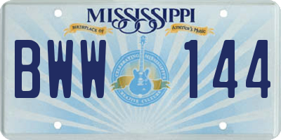 MS license plate BWW144