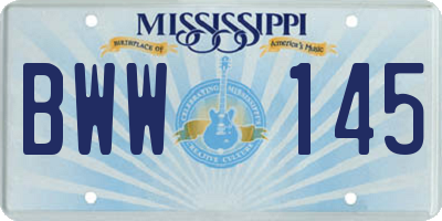 MS license plate BWW145
