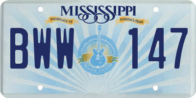 MS license plate BWW147