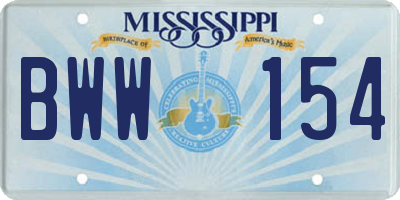 MS license plate BWW154
