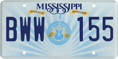 MS license plate BWW155