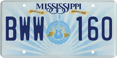 MS license plate BWW160