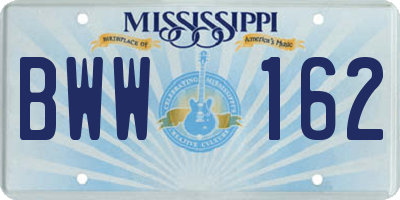 MS license plate BWW162