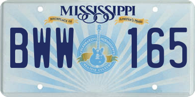 MS license plate BWW165