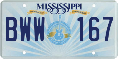 MS license plate BWW167