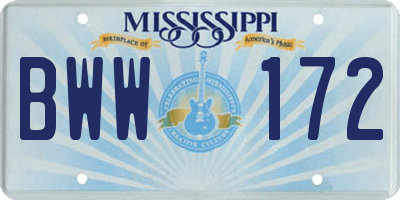 MS license plate BWW172