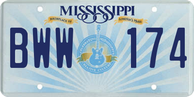 MS license plate BWW174
