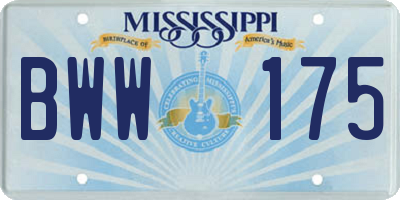 MS license plate BWW175