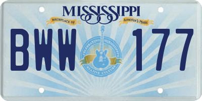 MS license plate BWW177