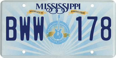 MS license plate BWW178